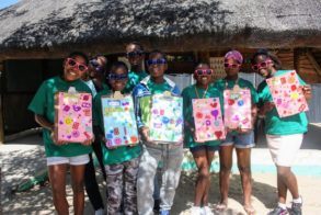 Children with their work sheets